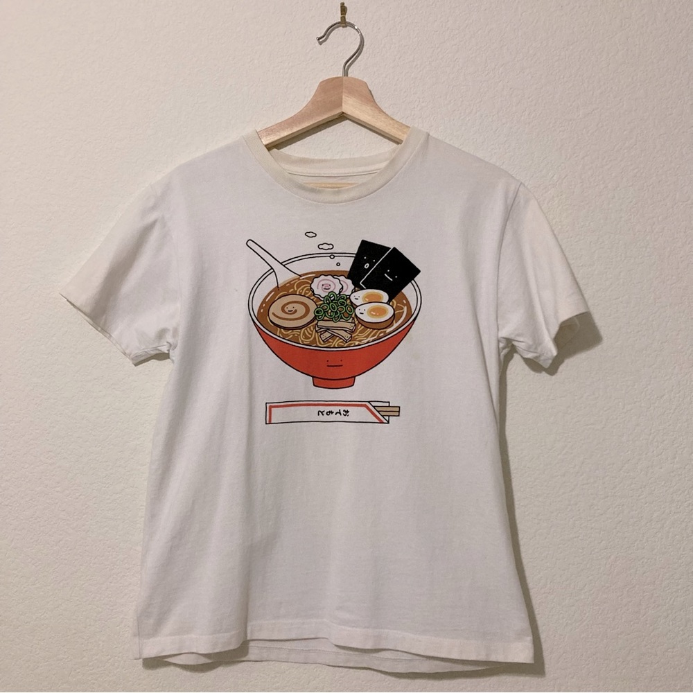 Graniph Ramen & Dumpling Graphic T-Shirt (S Size - White, Red & Brown)